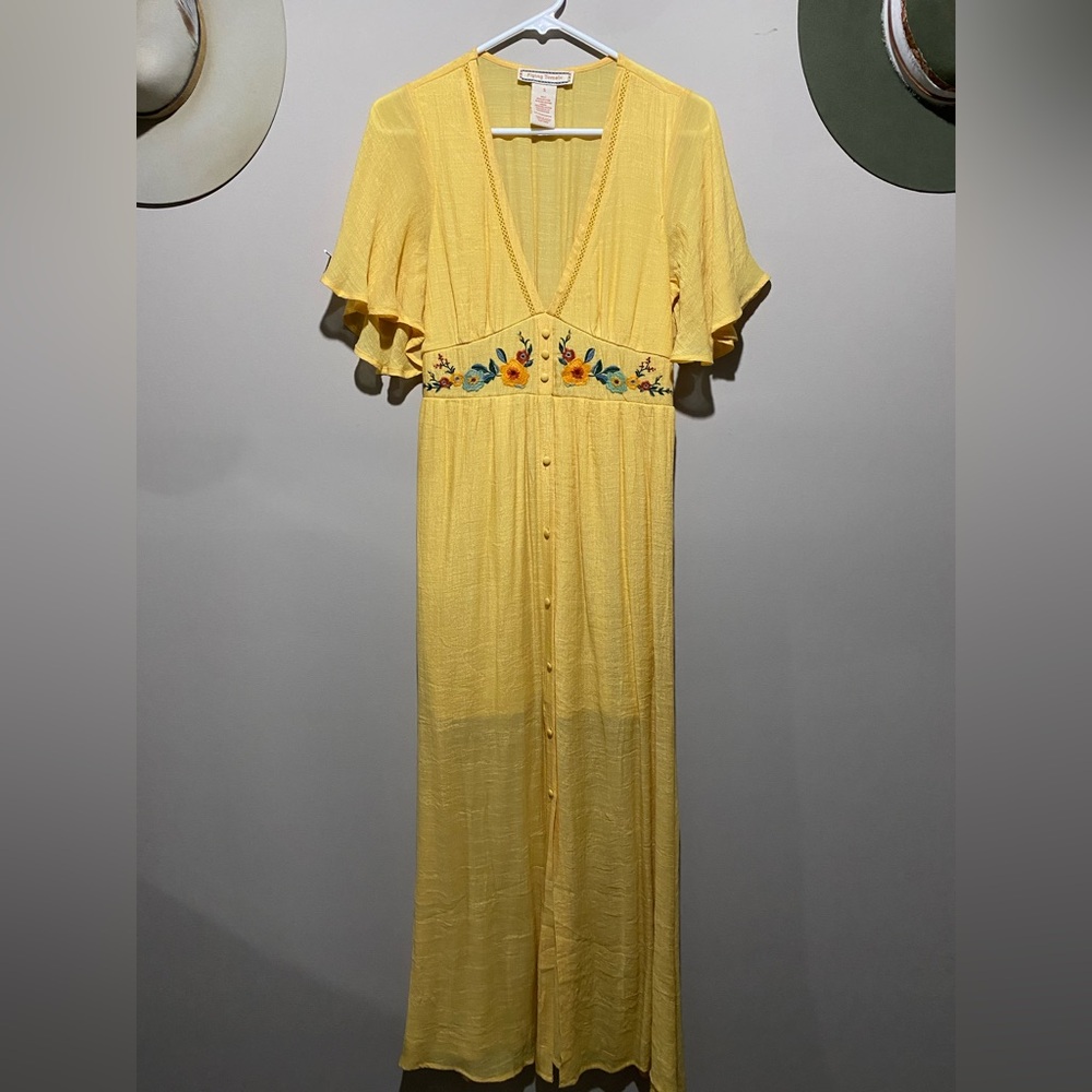Yellow Embroidered Maxi Dress